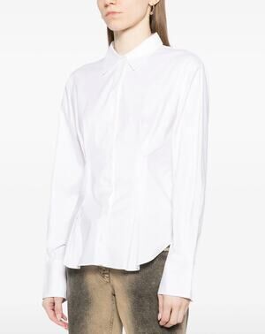Reformation Becker Shirt Button Front Organic Cotton Stretch Blouse Size 0